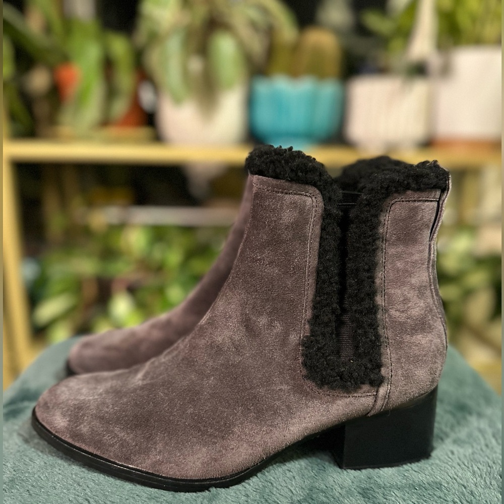 Rag & Bone Fur Lined Suede Boots Gray